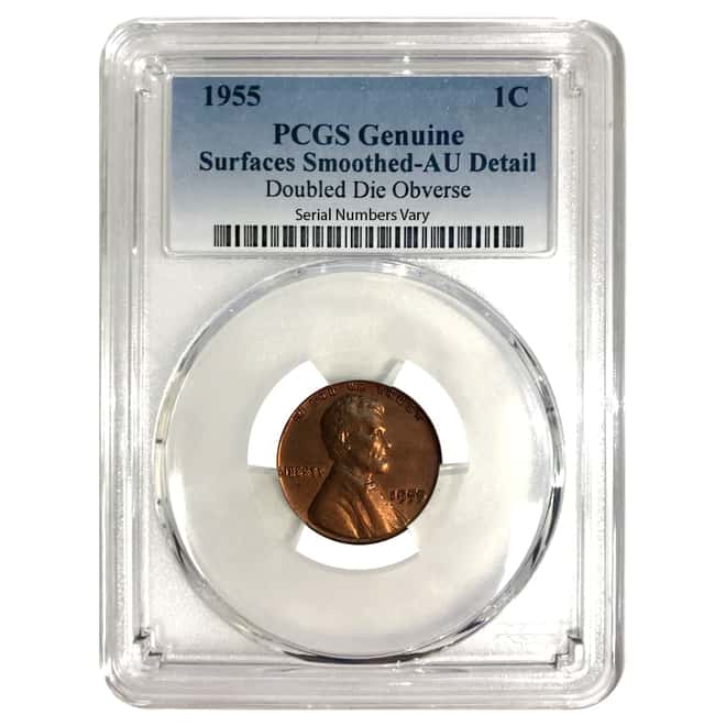 1955 Doubled Die Obv Lincoln Wheat Penny 1 Cent PCGS AU Detail