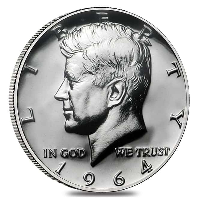 1964 Accented Hair Kennedy Half Dollar 90% Silver Proof Coin