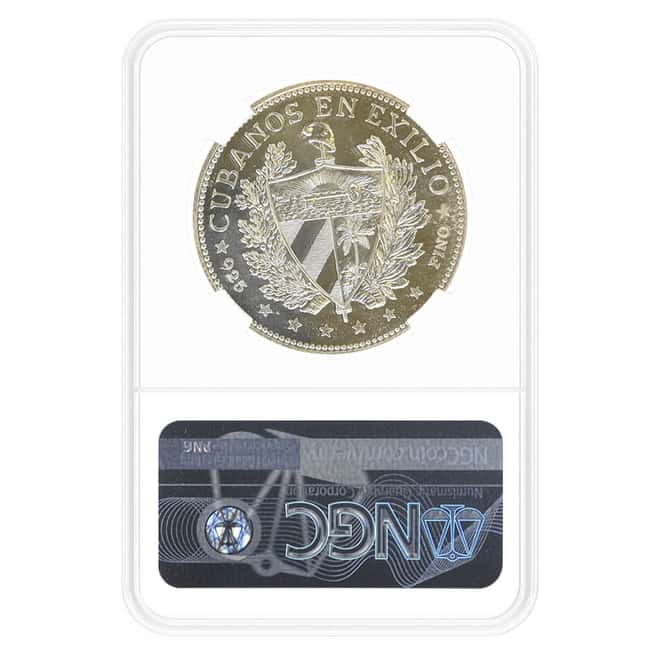 1965 1 Peso Cuba Exile Fantasy Souvenir Plain Edge Silver Coin NGC PF 66 UCAM