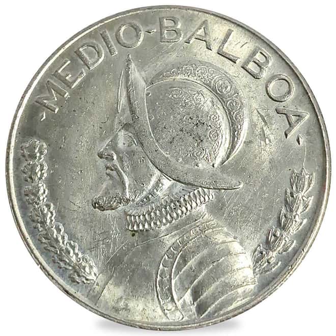 1966 Panama 1/2 Balboa Silver Coin Avg Circ