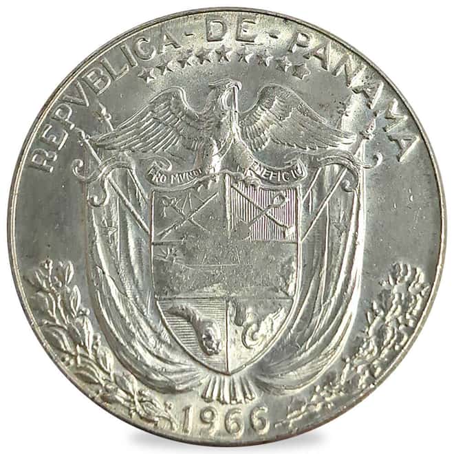 1966 Panama 1/2 Balboa Silver Coin Avg Circ