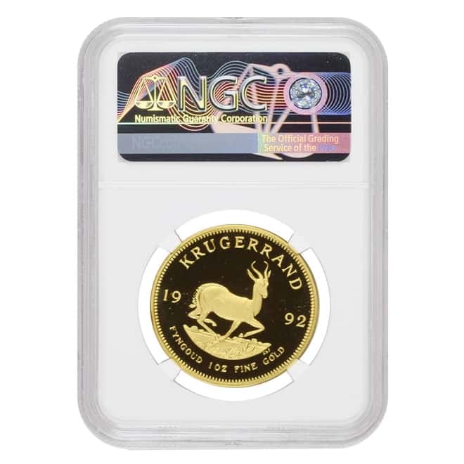 1992 South Africa 1 oz Proof Gold Krugerrand NGC PF 69 UCAM