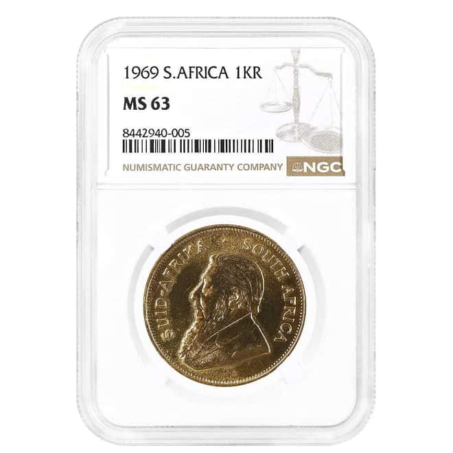 1969 South Africa 1 oz Gold Krugerrand NGC MS 63