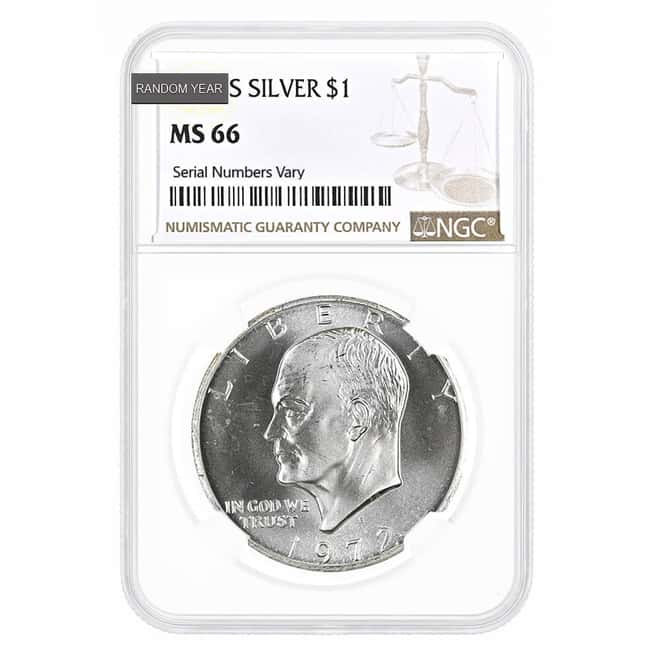 1971-1976 Eisenhower 40% Silver Dollar $1 NGC/PCGS MS 66 (Random Year)