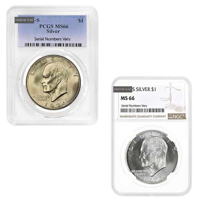 1971-1976 Eisenhower 40% Silver Dollar $1 NGC/PCGS MS 66 (Random Year)