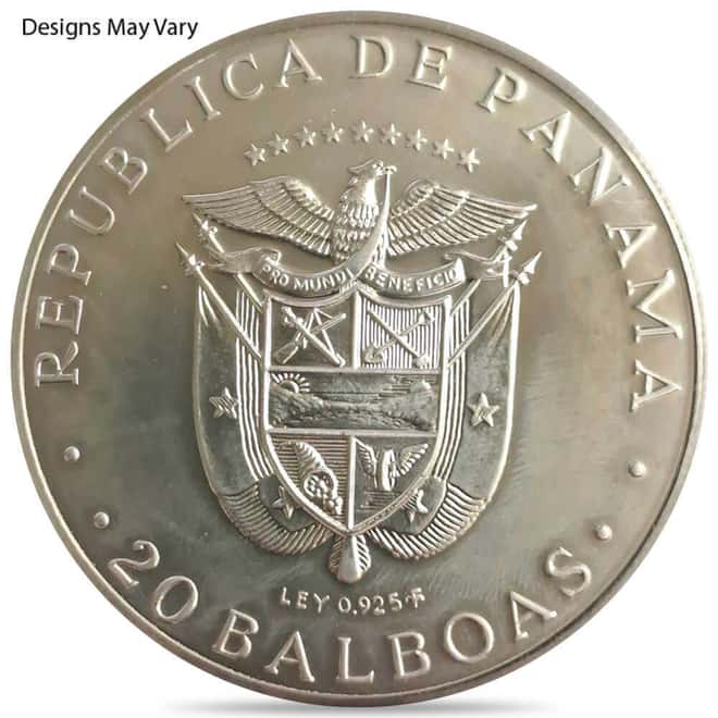 1971-1979 Panama 20 Balboas Silver Coin Scruffy (Random Year)