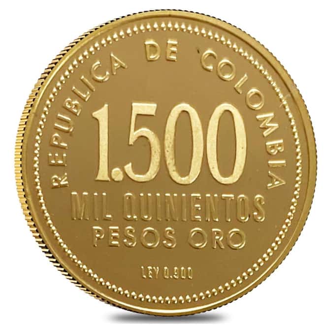 1973 Colombia Gold Museum of Bogota 1500 Pesos Proof Gold Coin AGW .5527 oz