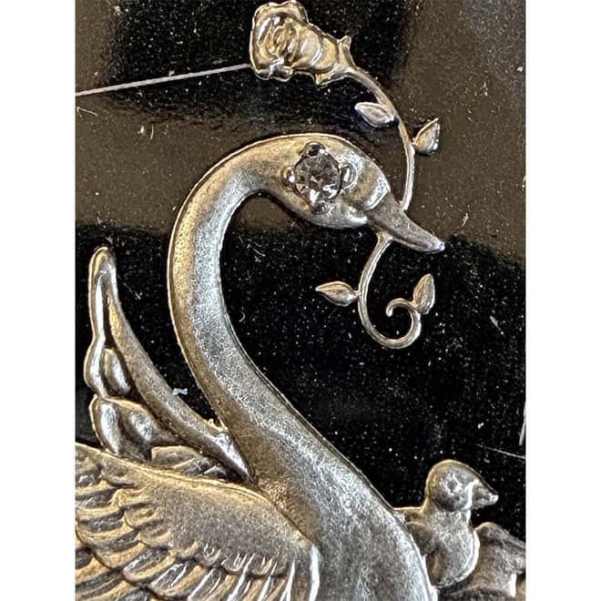 1974 1 oz MEM Mother's Day Vintage Swan Silver Bar with Diamond Insert