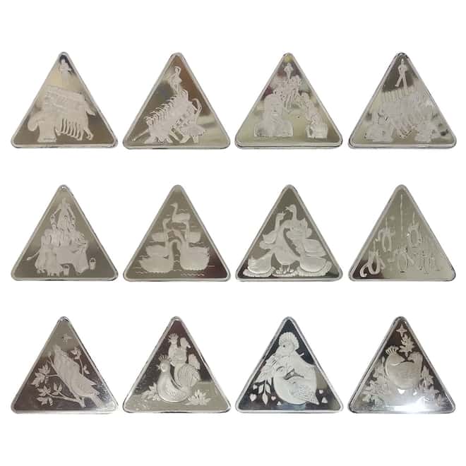 1974 12 oz Silver The Twelve Days of Christmas 12 - Tringot Set .999 Fine (Secondary Market)