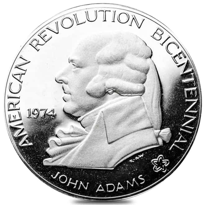 1974 0.925 oz American Revolution Silver Medal (John Adams)