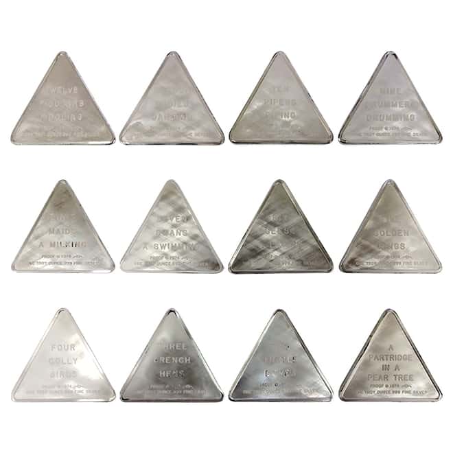 1974 12 oz Silver The Twelve Days of Christmas 12 - Tringot Set .999 Fine (Secondary Market)
