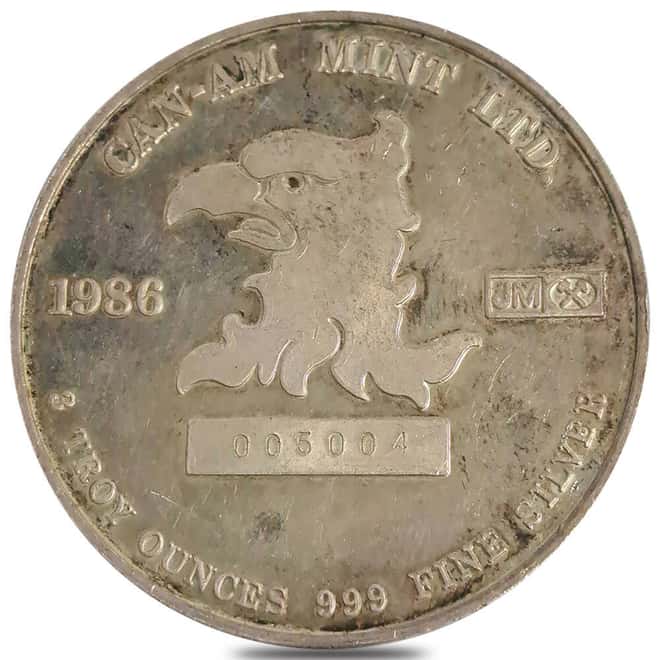 1975 3 oz Can-Am Vietnam War Memorial Johnson Matthey Rare Vintage Silver Round .999 Fine