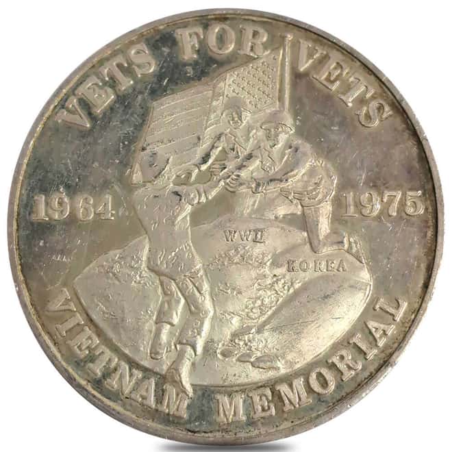 1975 3 oz Can-Am Vietnam War Memorial Johnson Matthey Rare Vintage Silver Round .999 Fine