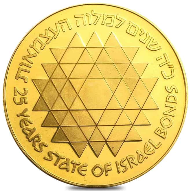 1975 500 Lirot State of Israel Bonds & Independence Anniversary Proof Gold Coin