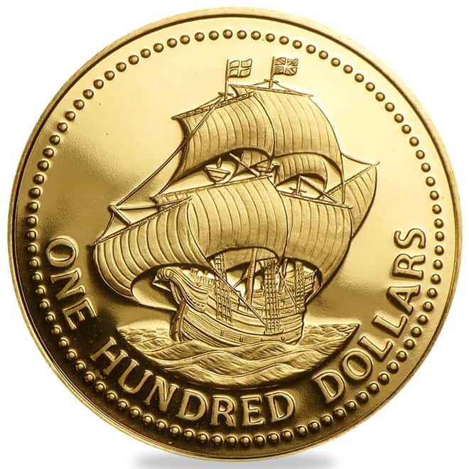 1975 Barbados The English Ship 350th Anniversary Gold Coin BU/Proof