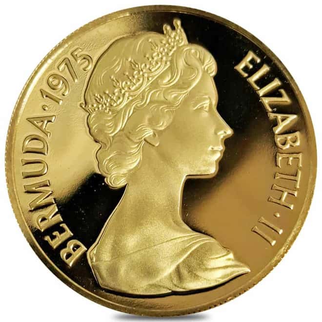 1975 Bermuda $100 Royal Visit Gold Coin BU/Proof