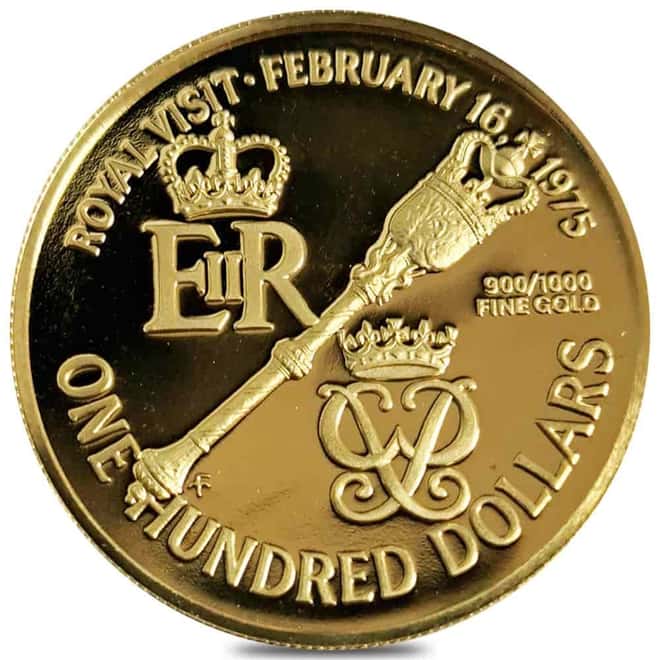 1975 Bermuda $100 Royal Visit Gold Coin BU/Proof