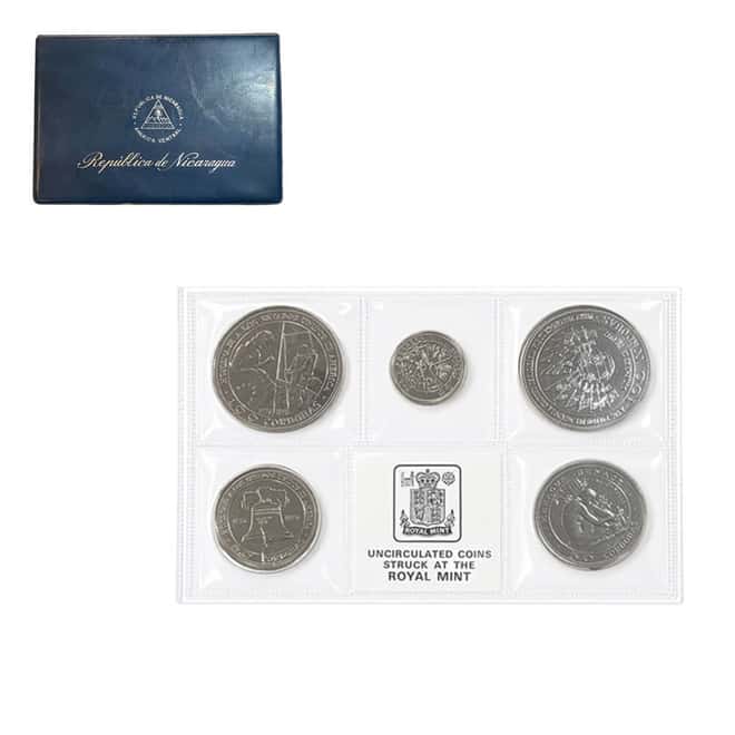 1975 Nicaragua Uncirculated/Proof Silver 5-Coin Set (w/Box & COA)