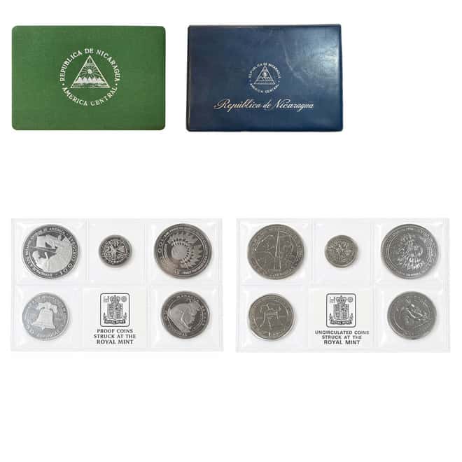 1975 Nicaragua Uncirculated/Proof Silver 5-Coin Set (w/Box & COA)