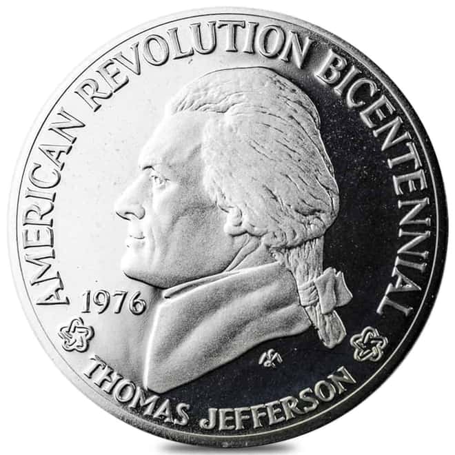 1976 0.925 oz American Revolution Silver Medal (Thomas Jefferson)