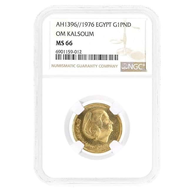 1976 Egypt 1 Pound Om Kalsoum Gold Coin NGC MS 66