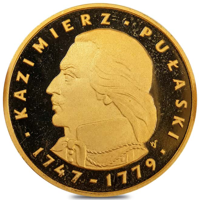 1976 Poland 500 Zlotych Kazimierz Pulaski Proof Gold Coin
