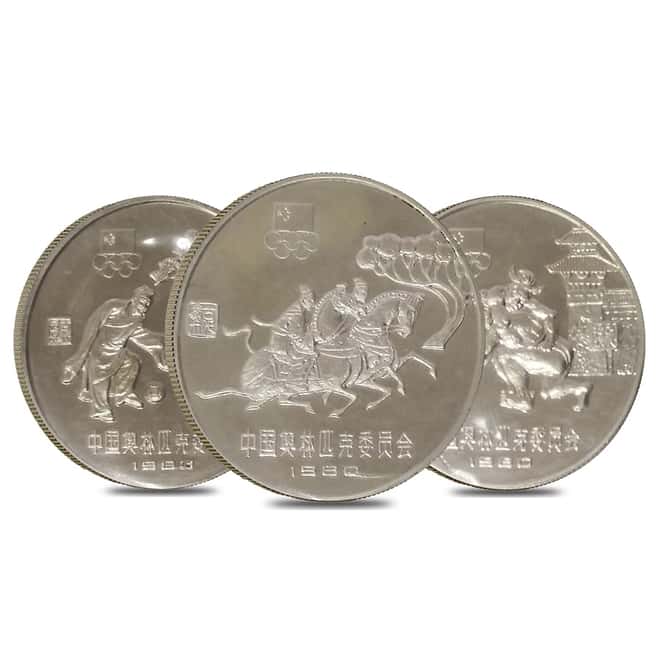 1980 40 gram Chinese Summer Moscow Olympics Proof Silver 3-Coin Set