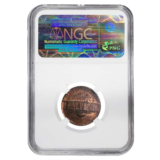 1980 P Jefferson Nickel NGC MS 64 RB Mint Error (Struck on 1 Cent Planchet)