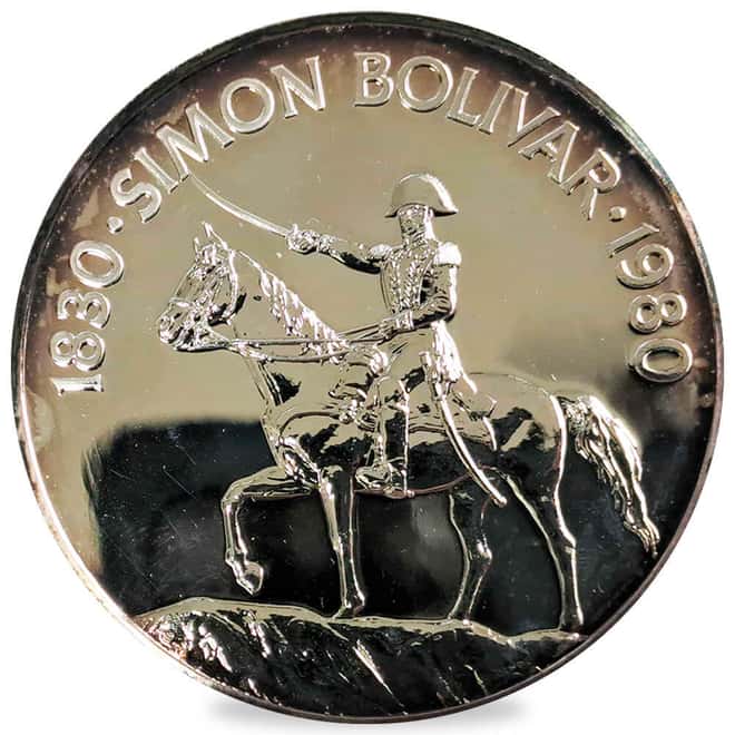 1980 Panama 20 Balboas Silver Coin BU/PF