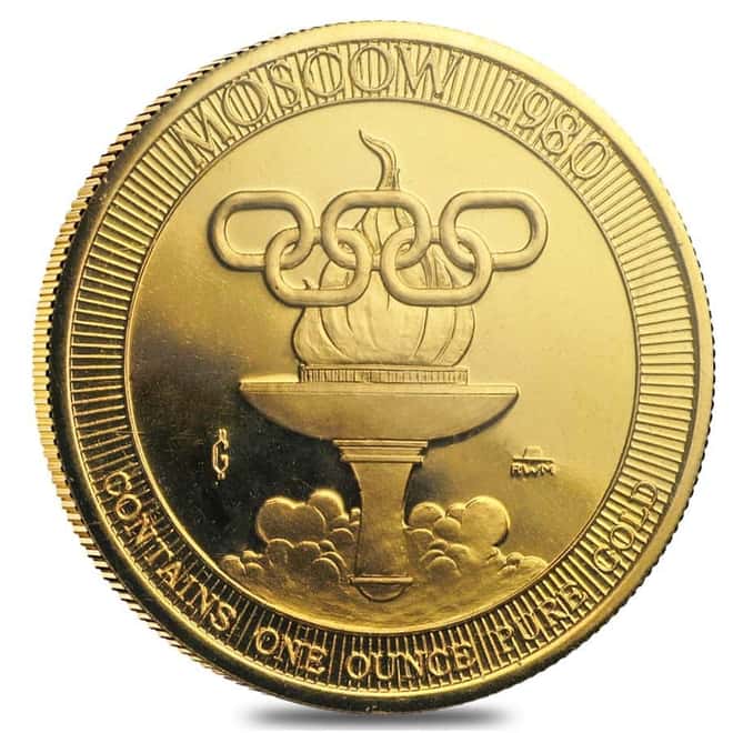 1980 Russia 1 oz Gold Moscow Olympics Andrei Sakharov Commem Medal
