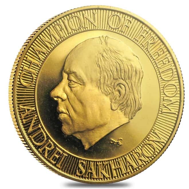 1980 Russia 1 oz Gold Moscow Olympics Andrei Sakharov Commem Medal