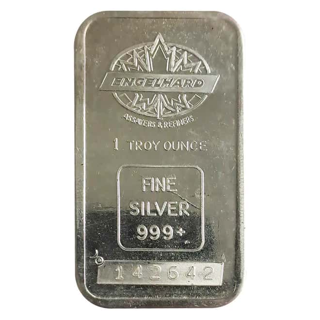 1981 1 oz Engelhard Commercial Maple Leaf Silver Bar .999+ Fine (Variety C)