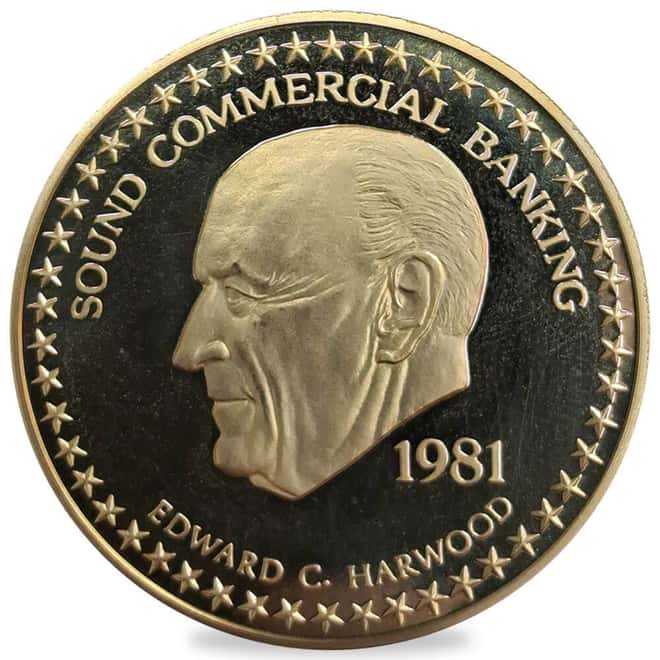 1981 1 oz Gold Standard Corp Edward C. Harwood Vintage Gold Round