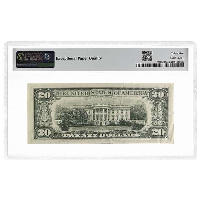 1981 $20 Federal Reserve Note Gutter Fold Error PMG VF 35 EPQ