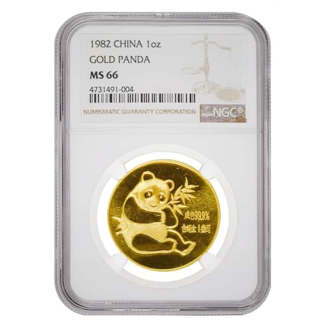 1982 1 oz Chinese Gold Panda NGC MS 66