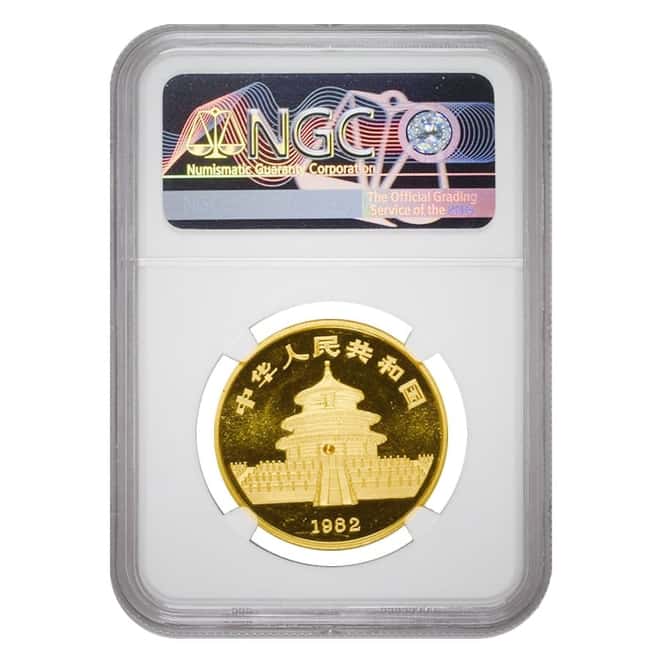 1982 1 oz Chinese Gold Panda NGC UNC Details