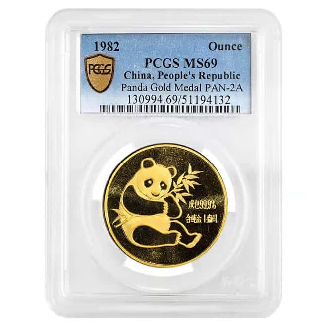 1982 1 oz Chinese Gold Panda PCGS MS 69