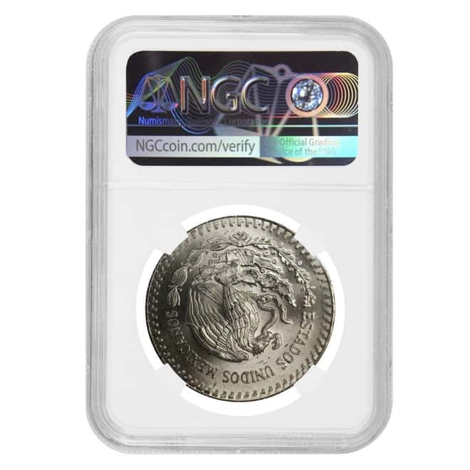 1982 1 oz Silver Mexican Libertad NGC MS 64 Rev Mint Error