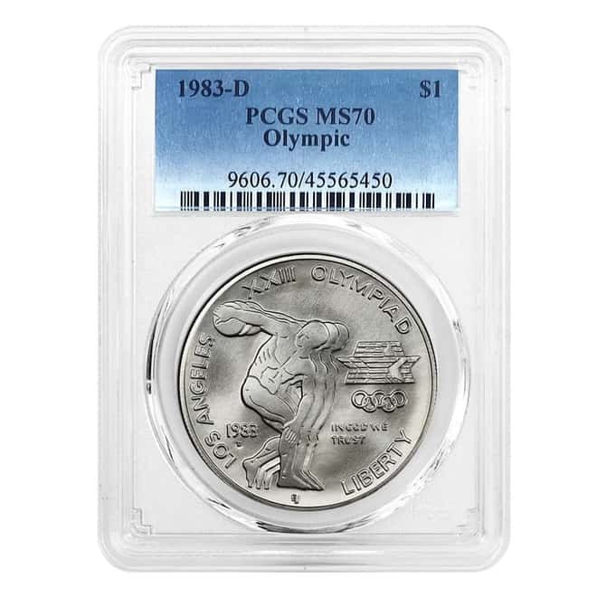 1983 D Olympics $1 Silver Dollar Commemorative PCGS MS 70