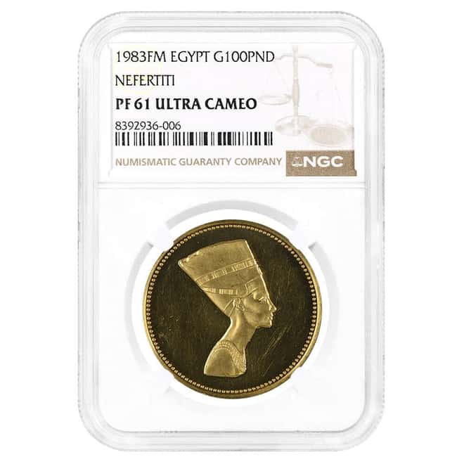 1983 Egypt 100 Pounds Nefertiti Proof Gold Coin NGC PF 61 UCAM