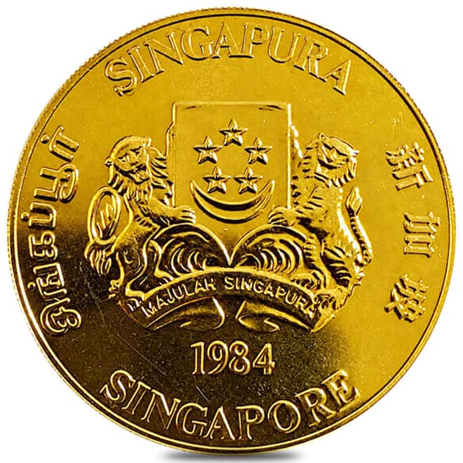 1984 1 oz Singapore Gold Dragon Coin