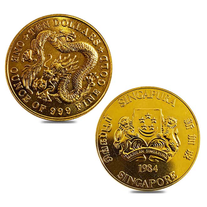 1984 1 oz Singapore Gold Dragon Coin