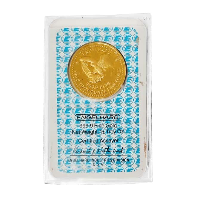 1984 1/2 oz Engelhard Prospector Gold Round .9999 Fine (In Assay)