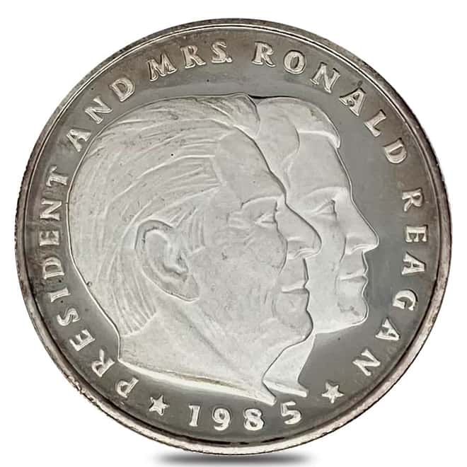 1985 1 oz Johnson Matthey Hutt River Reagan $25 Proof Silver Coin .999 Fine