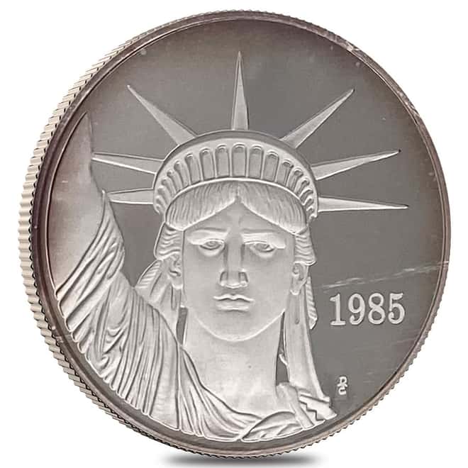 1985 1 oz Johnson Matthey MTB Liberty Silver Round .999 Fine