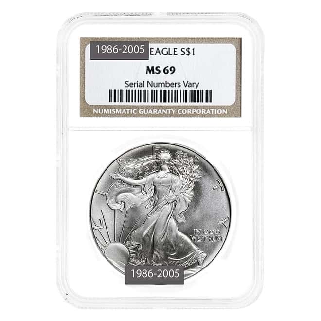 1986-2005 Silver American Eagle 20-Coin Set NGC MS 69 (w/Box)