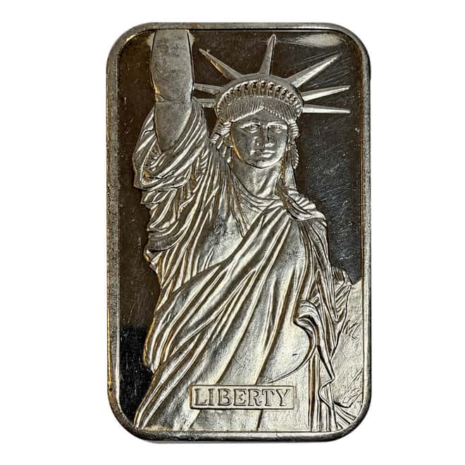 1986 5 oz Engelhard MTB Liberty Trade Silver Vintage Bar .999+ Fine