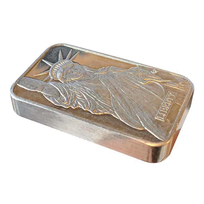 1986 5 oz Engelhard MTB Liberty Trade Silver Vintage Bar .999+ Fine