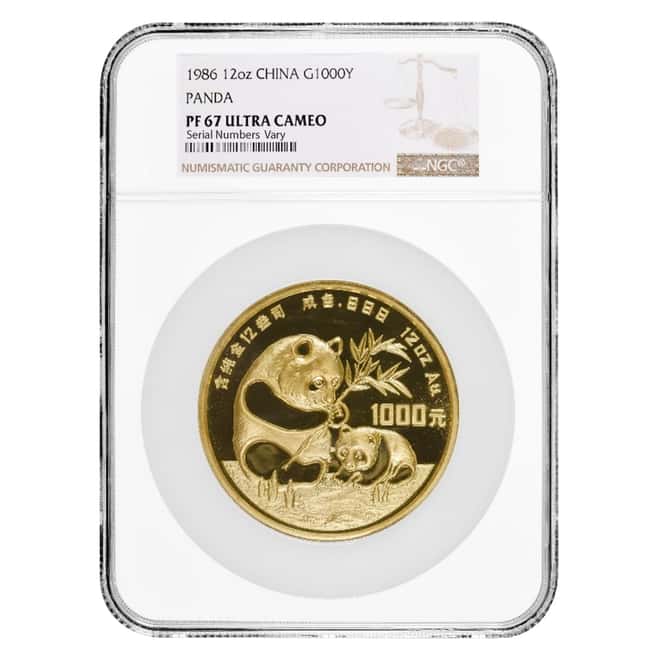 1986 12 oz Chinese Proof Gold Panda 1000 Yuan .999 Fine NGC PF 67 UCAM