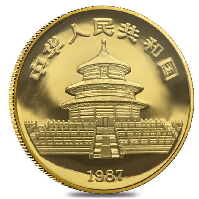 1987 P 1/2 oz Proof Gold Chinese Panda 50 Yuan Coin (Sealed)